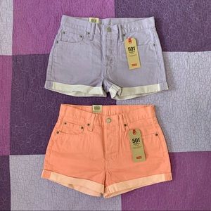 NWT Levi’s 501 Pink/Purple Dyed Shorts Set